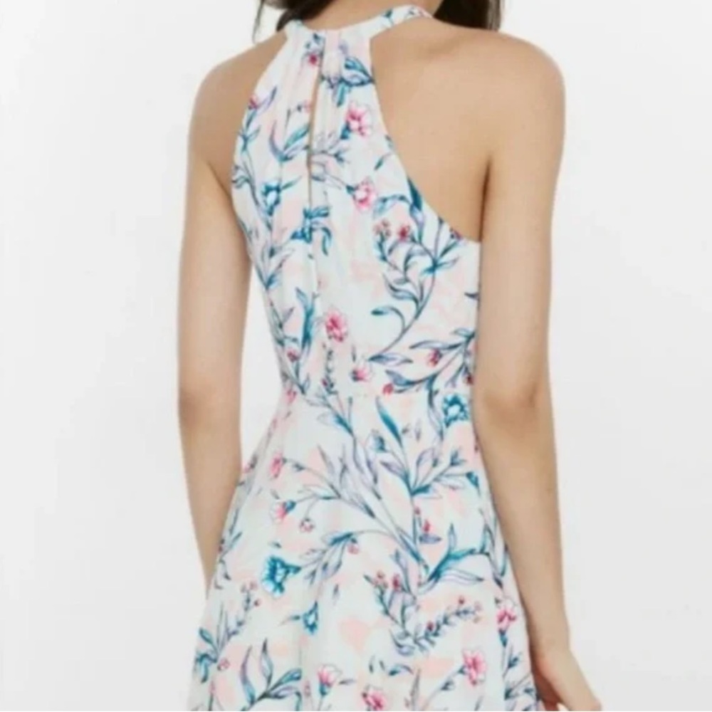 Express Halter Pink Floral Cocktail Dress Size 4 - Picture 3 of 8